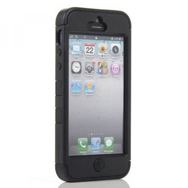 Wholesale iPhone 5 5S Hard Hybrid Case (Black-Black)